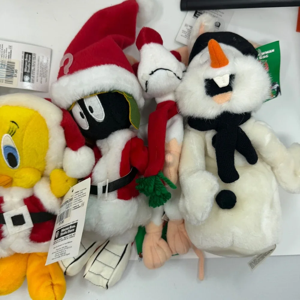 Vintage 1998 Looney Tunes Christmas Bean Bag Plush Lot WB Studio Store Tags 6pc